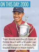  ??  ?? Tiger Woods won the US Open at Pebble Beach with a 12-under-par 272, with a lead of 15 strokes, the biggest margin in Major history.