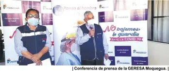  ??  ?? | Conferenci­a de prensa de la GERESA Moquegua. |