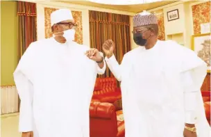  ?? ?? President Buhammadu Buhari and Gov Bello Matewalle of Zamfara during their meeting at the Presidenti­al Villa in Abuja yesterday Photo: NAN