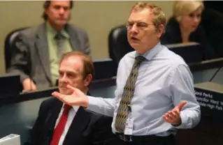  ?? COLIN MCCONNELL/TORONTO STAR ?? Councillor Mike Del Grande, Toronto’s budget chief, addresses city council during fractious discussion of the 2013 budget.