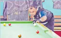  ?? Picture: REINAL CHAND ?? New Zealand Fiji Snooker Associatio­n president Vimal Kumar competes in Lautoka on Thursday.