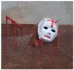  ?? Photos by Christy Riordan ?? BELOW: A mask and spray paint left by vandals over the Christmas period.