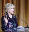  ?? ASSOCIATED PRESS ALEX SANZ/ ?? Jane Fonda speaks at a gala for the 20th anniversar­y of theGeorgia Campaign for Adolescent Power& Potential inAtlanta in 2015.