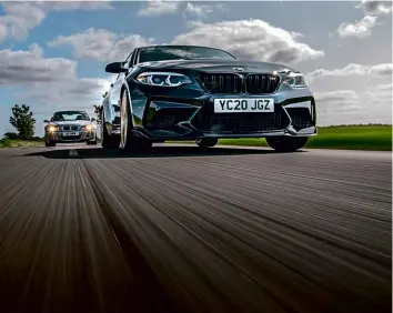  ??  ?? Above: M2 CS has more than twice the power of the E30 M3 and 89bhp more than the E46 CSL. Right: the E30 proves there’s more to a great driver’s car than outright power