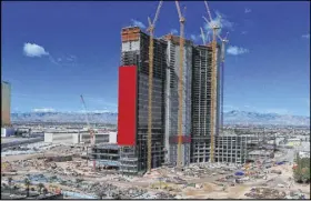  ?? Michael Quine Las Vegas Review-Journal @Vegas88s ?? An aerial photo March 22 shows the Chinese-themed Resorts World Las Vegas under constructi­on on the former site of the Stardust.