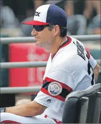  ?? AP PHOTO ?? Chicago White Sox manager Robin Ventura looks to the field during an American League game against the Detroit Tigers Sunday in Chicago. White Sox ace pitcher Chris Sale, who is serving a five-day team suspension after he destroyed throwback uniforms,...