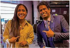  ?? @BBCBREAKFA­ST ?? Team: Ramjaun with football pundit Alex Scott