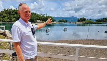  ?? Photo: Sampras Anand ?? Project General Manager, Lindsay Lee, shows the Nawi Island and Korovesa Island marina in Savusavu on January 20, 2023.