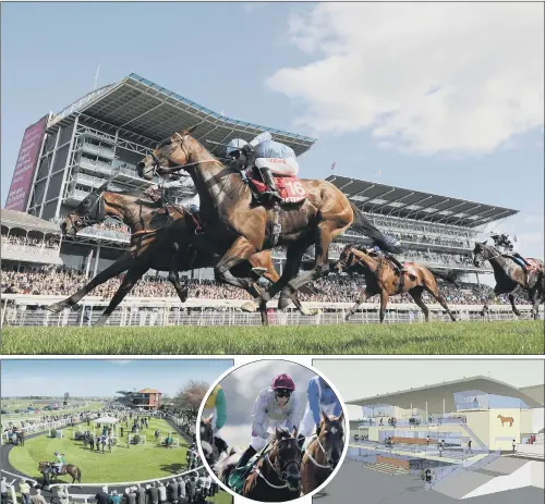 ?? PICTURES: PA WIRE/MICHAEL HOPPS. ?? TURF TREAT: Top, last year’s Ebor festival ; above, from left, Beverley racecourse; racing at Thirsk; artist’s impression of the new stand at Beverley.