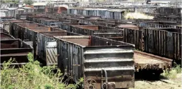  ??  ?? Disused NRZ wagons.