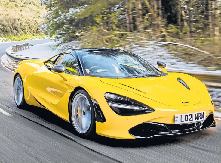  ?? ?? The high-powered Mclaren 720S is a stunning machine and sits above the GT in the Mclaren range. Its spectacula­r stats include a superb 0-62mph in 2.9 seconds.