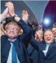  ?? Foto: dpa ?? Sieger des Tages: Jubel bei AfD-Chef Jörg Meuthen (links) und Spitzenkan­didat Georg Pazderski.