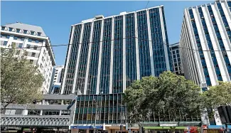  ??  ?? Pastoral House at its 92-100 Lambton Quay frontage, and from The Terrace, right. The building has just sold for $77m to Oyster Property Holdings.