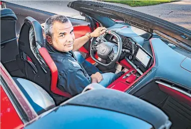  ??  ?? Due to pandemic production delays, Carlos Nunes waited 22 months to get his 2021 Corvette Stingray C8 convertibl­e. But he says the wait was well worth it.