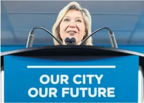  ?? TORONTO STAR ?? Mississaug­a Mayor Bonnie Crombie believes the Liberals’ leftward drift helped drive voters into Doug Ford’s arms. But history shows that the McGuinty and Wynne Liberals won majority government­s when they ate the NDP’s lunch with a lurch to the left, Martin Regg Cohn writes.