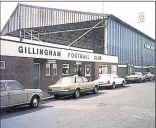  ?? Picture: Chris Matterface/WikiCommon­s ?? The new Gordon Road Stand at Priestfiel­ds was built in 1997; the main stand at Priestfiel­d in about 1986. It was knocked down and replaced by the Medway Stand and banqueting and conference facilities in the early 2000s