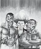  ?? AP ?? Mort Drucker’s Mad cover art, Sept. 1990, showing Alfred E. Neuman as Don King with Mike Tyson, right, and Buster Douglas.