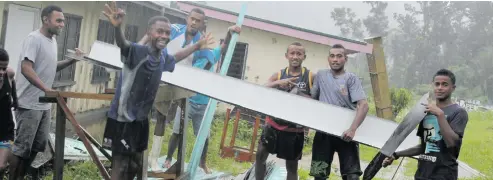  ?? Photo: Selita Bolanavanu­a. ?? Students of Navesau Adventist High School preparing for the TC Keni on April 10,2018.