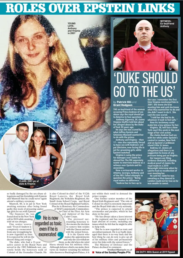  ?? ?? CLAIM: 2001 pic of duke & Virginia
YOUNG LOVE: Anthony and Virginia in 2001
ON DUTY: With Queen at 2019 flypast