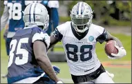  ?? AP/TONY GUTIERREZ ?? Dallas Cowboys wide receiver Dez Bryant (88) is now the oldest receiver on the Cowboys’ roster and has evolved into being a more mature influence on the team.