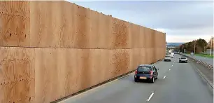  ?? GOOGLE ?? A composite image of the wooden ‘air quality barriers’ planned for a near half-mile stretch of the A494 as it runs down Aston Hill