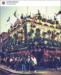  ??  ?? The Churchill Arms was in the vanguard of the trend for floral decoration­s