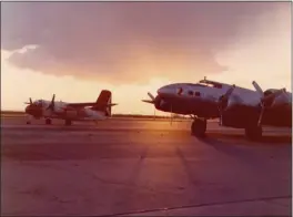  ?? CONTRIBUTE­D BY DINO CORBIN ?? The World War II B-17bomber called Flying Fortress, which is now named Sentimenta­l Journey, right, is shown at the Chico Airport in 1974.