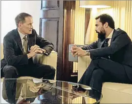  ?? PARLAMENT DE CATALUNYA ?? Reunión con el cónsul de Estados Unidos. El presidente del Parlament, Roger Torrent, recibió ayer a Robert Riley