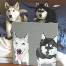  ?? Meredith Topping Brooks Provided by ?? Meredith Topping Brooks’ painting of a pair of huskies.