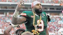  ?? JOHN MCCALL/SUN SENTINEL ?? UM defensive tackle Gerald Willis says some NFL players have told him he should skip Miami’s bowl game, if the Hurricanes make one.