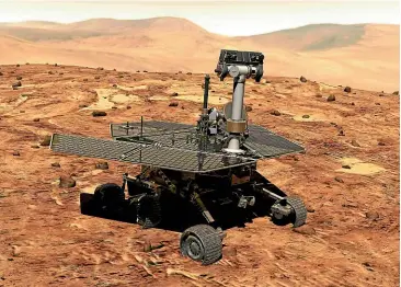  ?? NASA/AP ?? Nasa’s Mars rover Opportunit­y has been silent for eight months, with a huge Martian dust storm blocking sunlight from its solar panels. The US space agency is making one last attempt to reestablis­h contact with the rover.