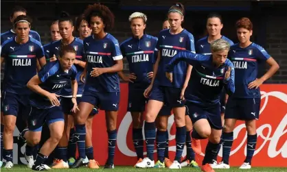  ??  ?? Italy’s women’s football team in training on the eve of their Uefa 2017 group B match against Russia. Photograph: Tullio M. Puglia/Getty Images