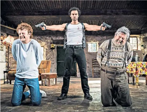  ??  ?? Audacious: Chris Walley (Davey), Aidan Turner (Padraic), Denis Conway (Donny)