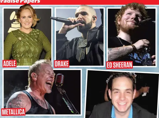  ?? PHOTOS WENN.COM, MARTIN CHEVALIER ET TIRÉE DE FACEBOOK ?? Julien Lavallée a mis la main sur des centaines de billets pour les spectacles d’Adele, de Drake, d’Ed Sheeran et de Metallica, entre autres, avant de les revendre à prix d’or aux fans. ADELE DRAKE ED SHEERAN METALLICA