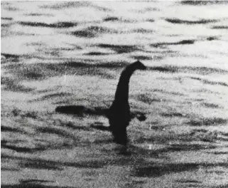  ??  ?? The photograph allegedly showing the Loch Ness Monster, which the Daily Mail ran on its front page in 1934. It was later revealed to be a fake
