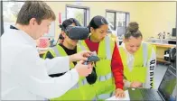  ?? PICTURE / NRC ?? Northland College students enjoying a virtual reality tour of a kiwifruit orchard with scientist Peter McAtee, from Auckland’s Plant and Food Research Centre.