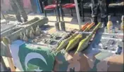  ??  ?? Huge cache of arms and ammunition recovered from the intruder along the Line of Control in Poonch district on Sunday. HT PHOTO