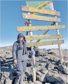  ?? | Picture supplied ?? TRACEY Duncan at the top of Kilimanjar­o.