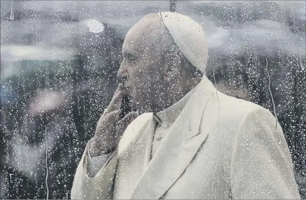  ?? Picture: AFP/Getty Images ?? Pope Francis blows a kiss to pilgrims gathered at st Peter’s square in the Vatican yesterday. his popularity has soared since his election last year