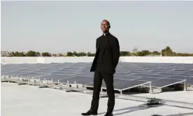  ?? ?? Pastor Antoine Barriere standing next to the solar panels on top the Household of Faith. New Orleans. Photograph: Giancarlo D'Agostaro/The Guardian