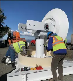  ?? COURTESY OF MARK BOUCHER — CONTRA COSTA COUNTY FLOOD CONTROL AND WATER
CONSERVATI­ON DISTRICT ?? A new Contra Costa County-based radar system will enhance the detail and accuracy of weather forecasts, helping local flood protection efforts. Installed on Dec. 7, a humming “X-band” radar unit on Rocky Ridge in San Ramon is designed to detect discrete patches of incoming moisture. It is part of a five-radar project funded through Propositio­n 84.