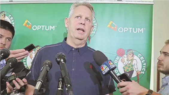  ?? HERALD FILE PHOTO ?? NO EASY ANSWER: Danny Ainge and the Celtics will be prepared for any possibilit­y as they enter tonight’s NBA draft with the 27th pick.