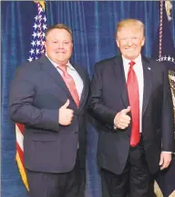  ?? Hydeforcon­gress.com / TNS ?? Robert F. Hyde, left, and President Donald Trump. National attention is on Hyde, whose WhatsApp messages with Lev Parnas seem to reflect an attempt to track former Ukraine ambassador Marie Yovanovitc­h’s movements.