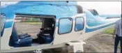  ?? ?? The chopper that was raided by the Income Tax officials at Behala Flying Club on Sunday