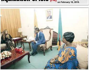  ?? THOMAS NSAMA ?? President Edgar Chagwa Lungu with First Lady Esther Lungu when Merck Foundation Chief Executive officer Dr Rasha Kelej paid a Courtesy on him at State House yesterday.- Pictures by