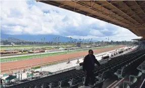  ?? AFP/GETTY IMAGES ?? Races were suspended at Santa Anita Park after a spate of horse deaths. The Los Angeles County District Attorney’s office is investigat­ing.