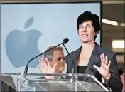  ?? RICARDO BRAZZIELL/AUSTIN AMERICAN-STATESMAN ?? Deirdre O’Brien, Apple’s Vice President of People, addresses the company’s plans to open a new hub in Texas.