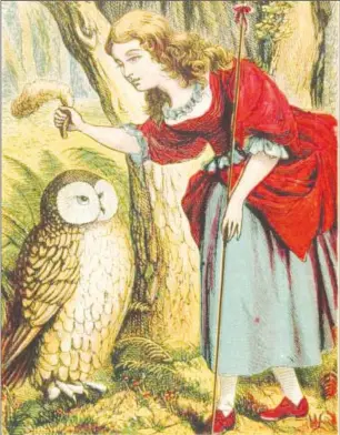  ??  ?? When Bo-Peep awoke, she saw the owl flapping its wings as if to remind her of her promise; so she fetched the tail, and waved it three times over its head