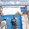  ?? PHOTO: REUTERS ?? An Afghan policeman keeps watch outside of a hospital which came under attack this week in Kabul, Afghanista­n.