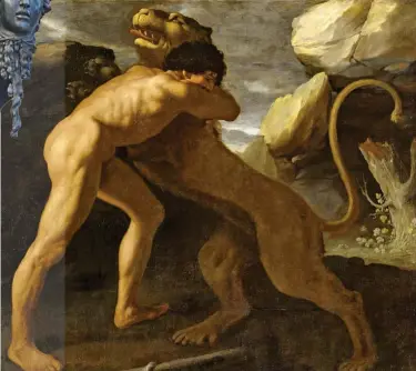  ?? MUSEO DEL PRADO ?? HÉROE MÍTICO. A la derecha, cuadro de Francisco de Zurbarán de 1634 titulado Hércules lucha con el león de Nemea.